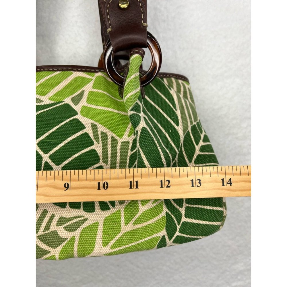 Fossil Womens Shoulder Bag Green Brown Floral Leaves Magnetic Canvas Pocket M - Picture 7 of 11